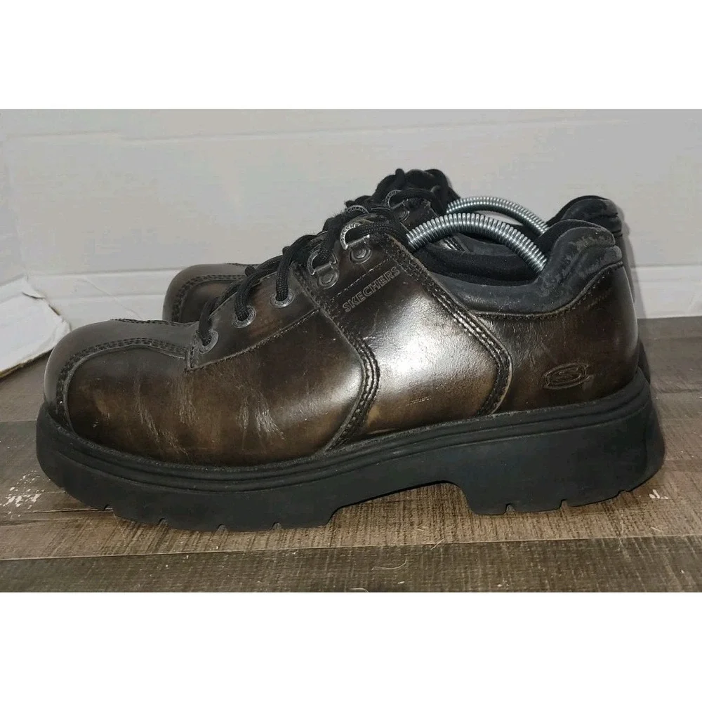 Skechers Chunky Platform Lug Sole Shoes Mens 10 Brown Leather Oxford Vintage Y2K
